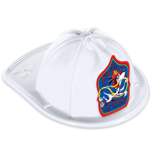 White Plastic Jr Fire Chief Hats